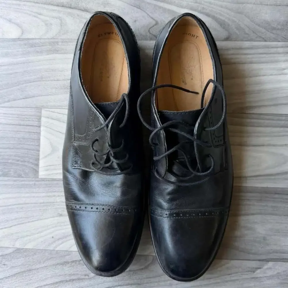 Dockers Men's Black Leather Cap Toe Oxford Dress Shoes Size 12